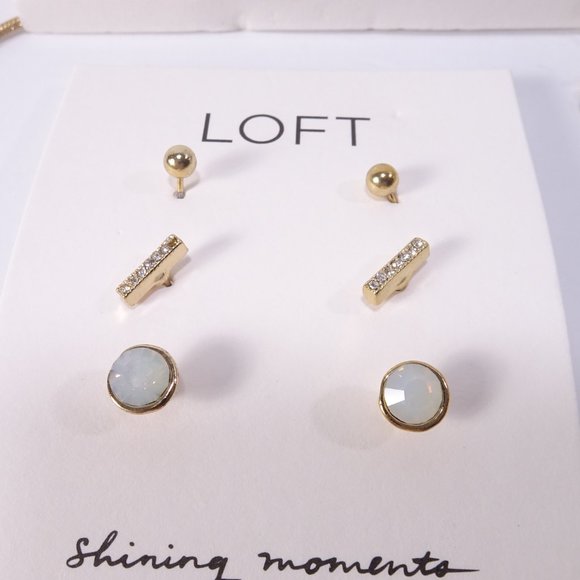 Ann Taylor LOFT Pearl and Opal Necklace Earrings Set NWT 39 24 - Picture 5 of 14